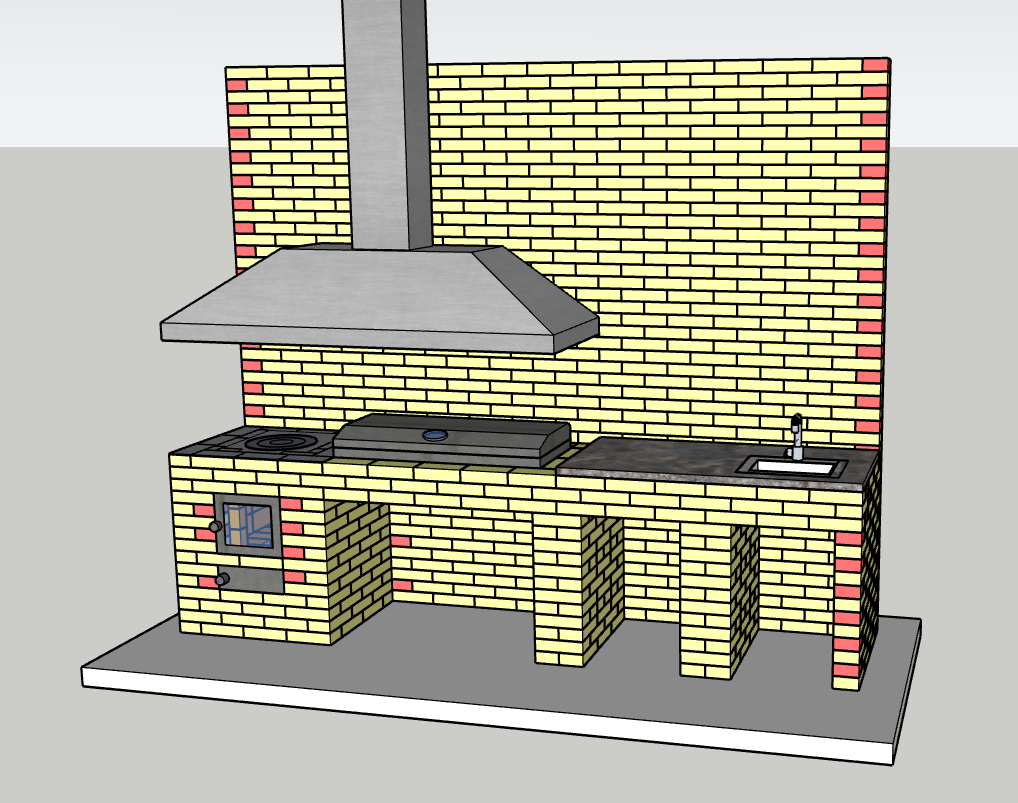 Барбекю зона с печью под казан (new!)