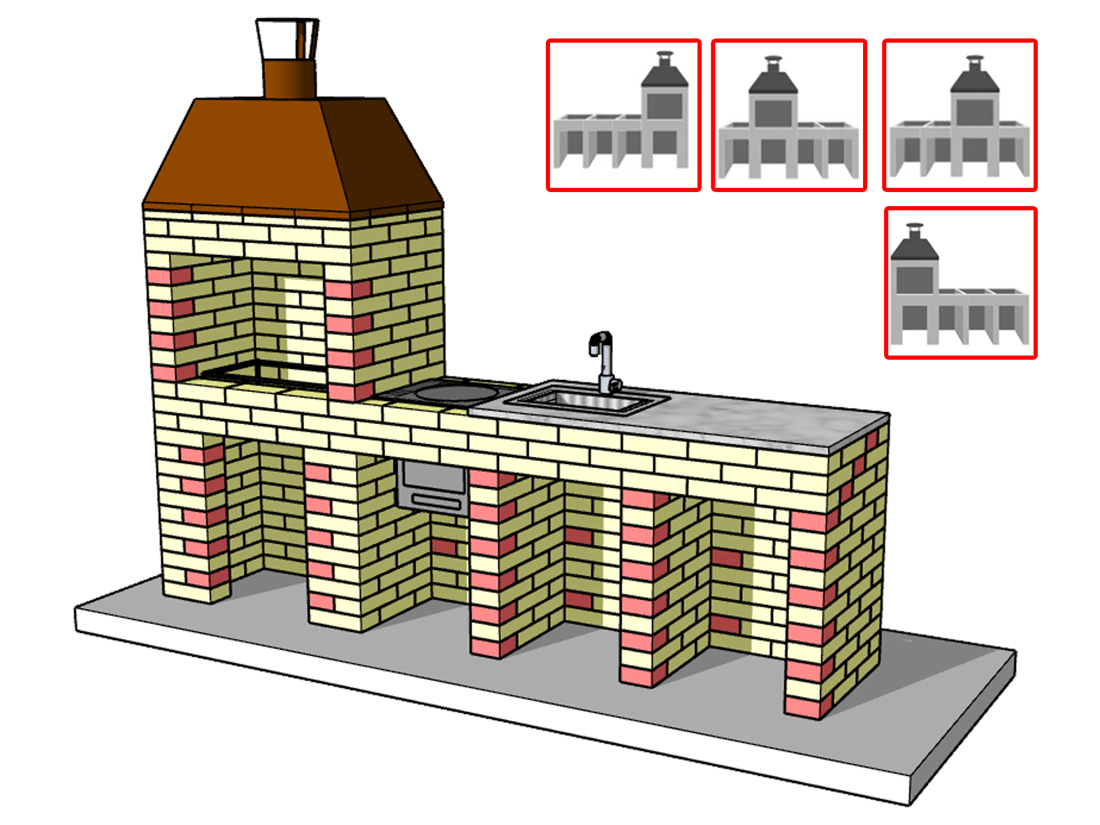 Мангал + 3 секции