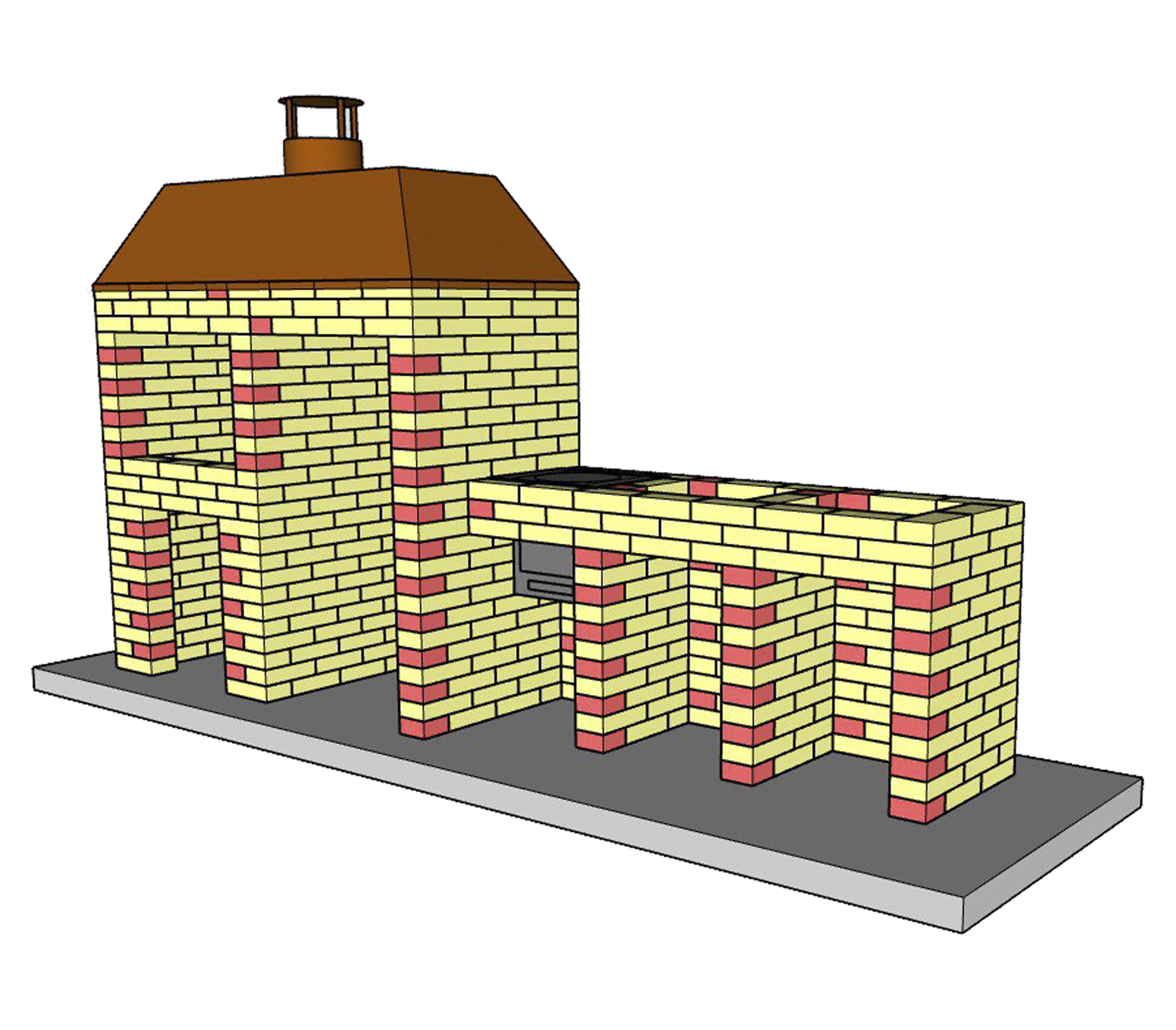 Мангал + зона тандыр + 3 секции